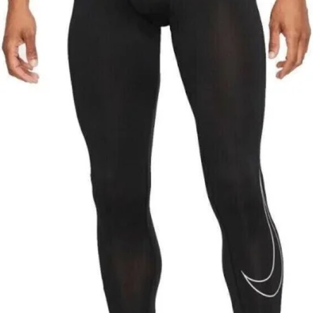 Nike Black Compression Tights with White Logo